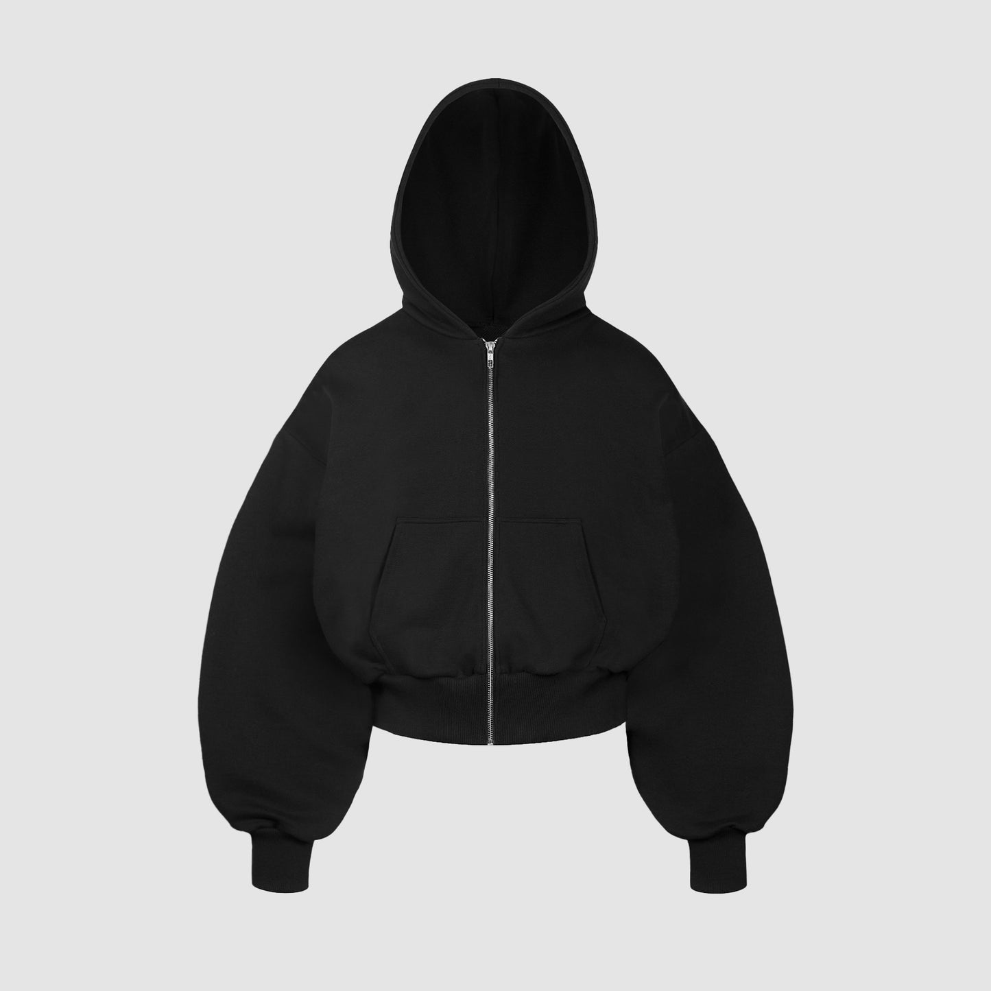 Ultra Heavyweight Cropped Zip Hoodie (Black)