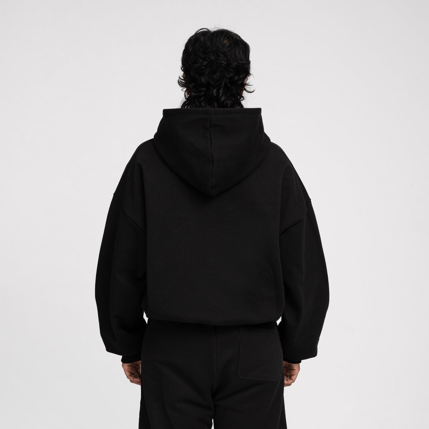 Boxy Ultra Heavyweight Double Zip Hoodie (Black)